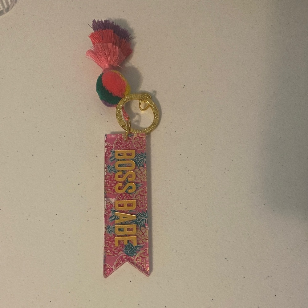 Boss Babe Pink Tassell Keychain Charm